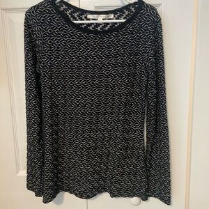 Black and White Patterned Women's Top